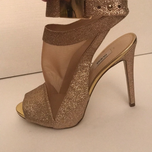 Guess Shoes - Guess Glittery Gold and Mesh Heels
